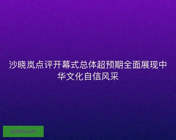 沙晓岚点评开幕式总体超预期全面展现中华文化自信风采